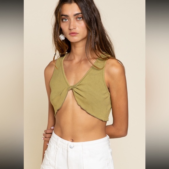 POL Twist Front Cami Top - Moss Green - Picture 1 of 2